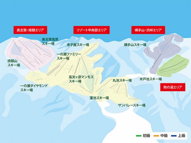 志賀高原スキー場(全山) ゲレンデ地図