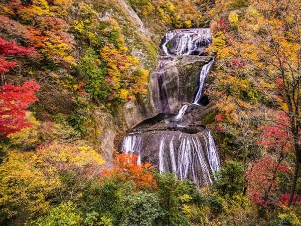 袋田の滝 紅葉と滝1